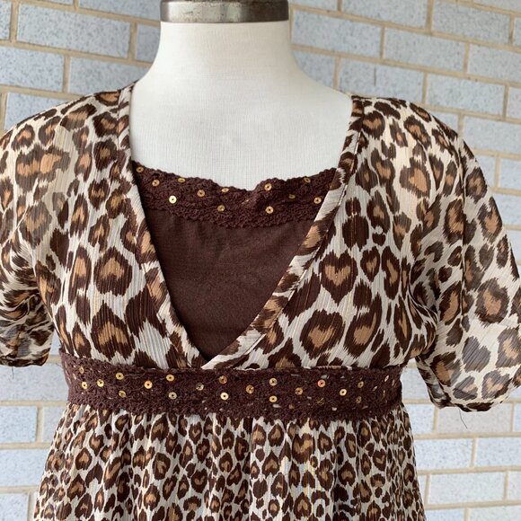 JUSTICE GIRLS ANIMAL PRINT LUREX TIERED DRESS SIZE 14 - Picture 2 of 9